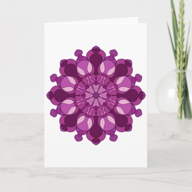 Royal Purple Flower Mandala Card (Front)