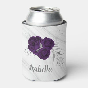 royal purple flowers silver leaves marble can cooler