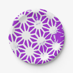 Royal purple geometric pattern paper plate