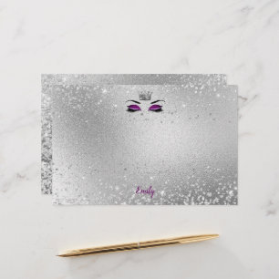 Royal Purple Glitter Eyes Matching Stationery