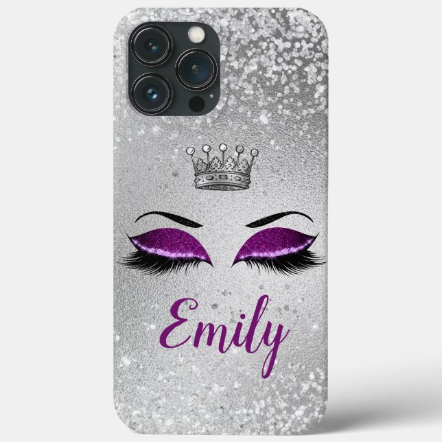 Royal Purple Glitter Eyes Monogram Case-Mate iPhone Case (Back)