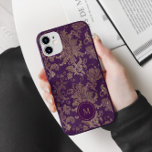 Royal Purple Gold Damask Monogram Case-Mate iPhone Case<br><div class="desc">Royal faux gold foil damask pattern on a purple background. Don't hesitate to contact us if you have any special requests for colour combinations or lettering. Check our store for more items from this collection.</div>