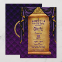 Royal Purple & Gold Drapes Scroll Birthday Party