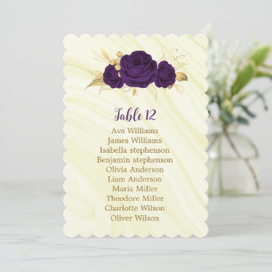 royal purple gold floral geometric seating chart invitation