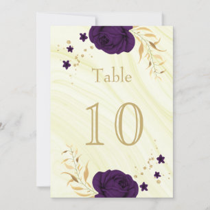 royal purple gold floral table number