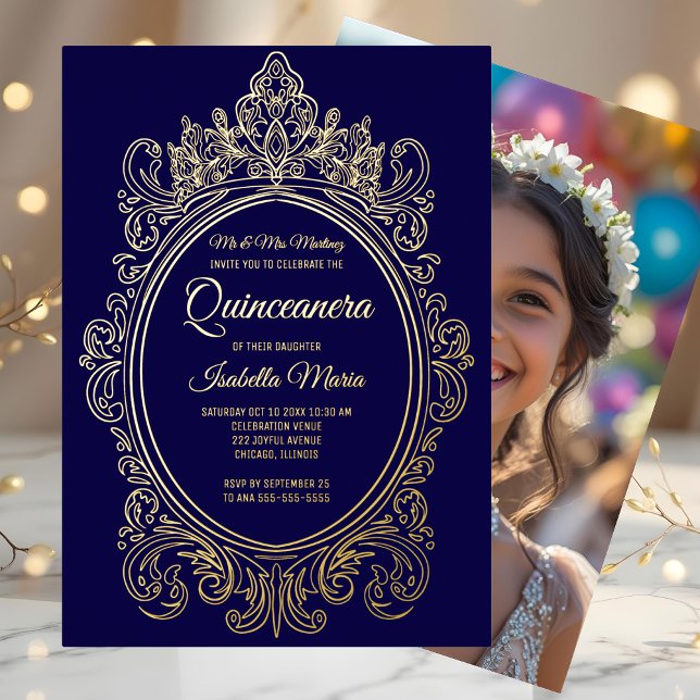 Royal Purple Gold Foil Quinceañera Invitations  (Creator Uploaded)