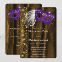 Royal Purple & Gold Masquerade Ball Gala Damask
