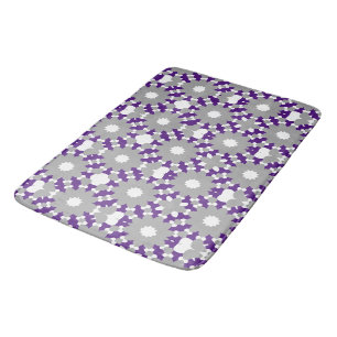 Royal Purple Grey White Connected Circles Pattern Bath Mat