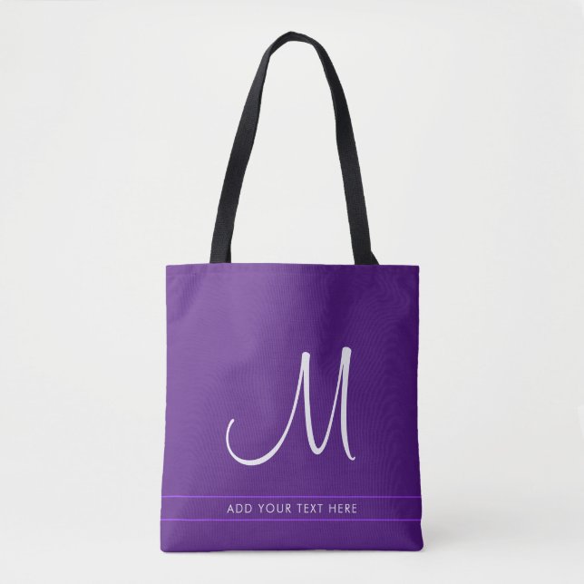 Royal Purple Initial Monogram Typography Template Tote Bag (Front)