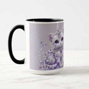 Royal Purple Jewelled Kitten Fantasy Mug