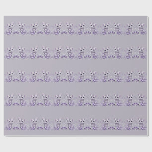 Royal Purple Jewelled Kitten Fantasy Wrapping Paper