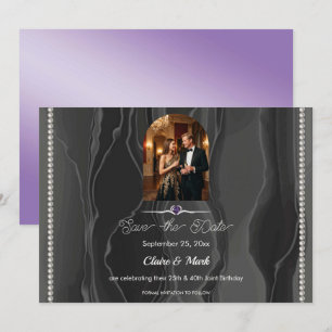 Royal Purple Joint Birthday Black Silk Photo Save The Date