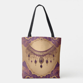 Royal purple lace & gold gemstone  AI art  Tote Bag