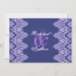 Royal Purple & Lavender Damask Wedding Invitation