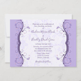 Royal Purple & Lavender Floral Wedding Invitation