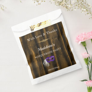 Royal Purple Masquerade Gold Damask Favour Bags