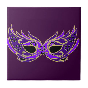 Royal purple masquerade mask tile
