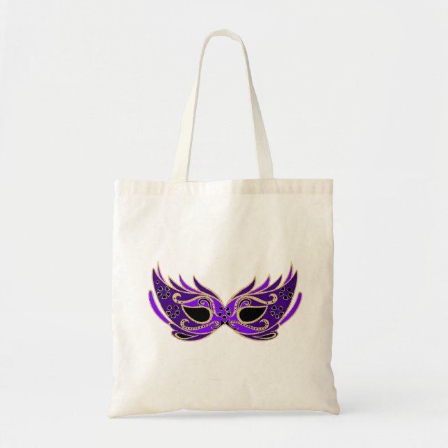 Royal purple masquerade mask tote bag (Front)