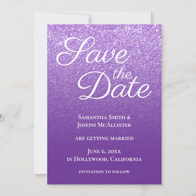 Royal Purple Modern Gradient Save The Date (Front)