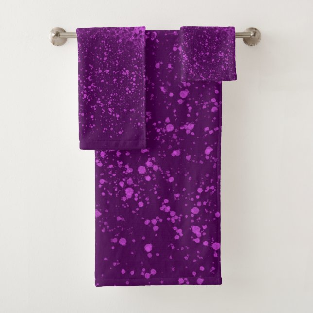 Royal Purple Monochromatic Splatter Bath Towel Set (Insitu)