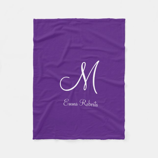 Royal Purple Monogram Name Blanket (Front)
