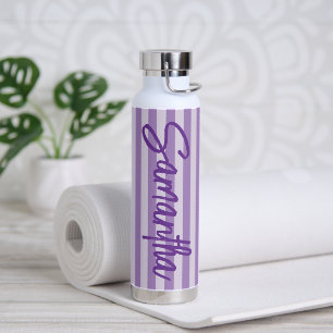 Royal Purple Ombre Stripes Personalised Water Bottle