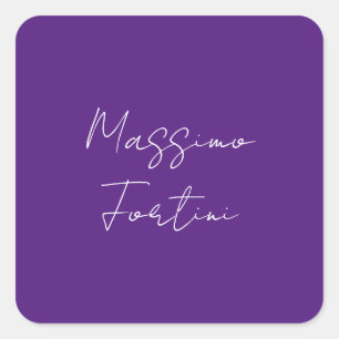 Royal Purple Plain Elegant Minimalist Calligraphy Square Sticker
