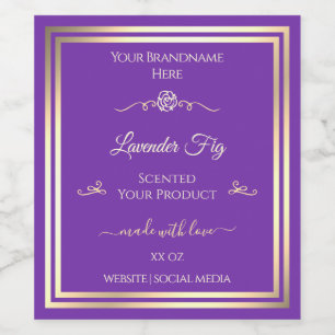 Royal Purple Product Label with Gold Shimmer Frame