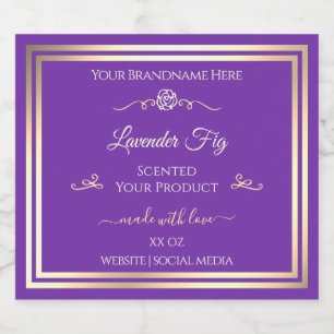 Royal Purple Product Label with Gold Shimmer Frame