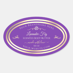 Royal Purple Product Label with Gold Shimmer Frame