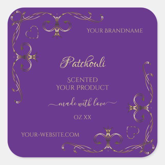 Royal Purple Product Labels Ornate Corner Borders (Front)