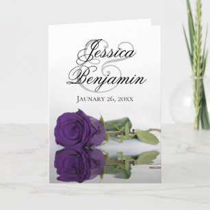 Royal Purple Rose Elegant Romantic Photo Wedding Invitation