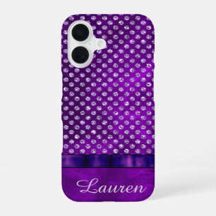Royal Purple Silver Gem Personalised iPhone 16 Case