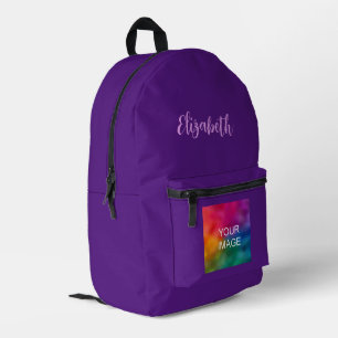 Royal Purple Solid Colour Handwritten Template Printed Backpack