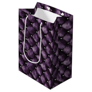 Royal Purple Squares Bridal Shower Medium Gift Bag