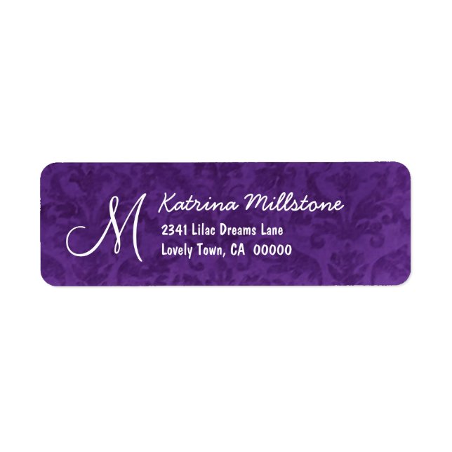 ROYAL PURPLE Textured Monogram M Address Label (Front)
