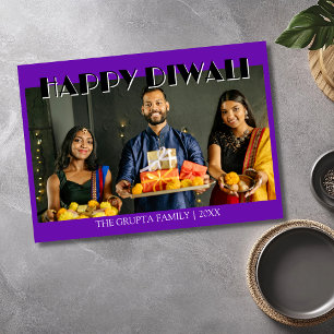 Royal Purple Traditional Photo Happy Diwali  Holiday Card