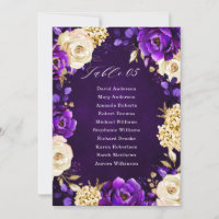 Royal Purple Violet Gold Botanical Seating Chart I