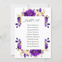 Royal Purple Violet Gold Botanical Seating Chart