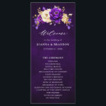 Royal Purple Violet Gold Floral Botanical Wedding  Programme<br><div class="desc">Elegant royal purple gold theme wedding program featuring elegant bouquet of royal purple,  Indigo,  gold,  yellow  colour rose flowers buds and eucalyptus leaves. Please contact me for any help in customisation or if you need any other product with this design.</div>