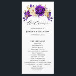 Royal Purple Violet Gold Floral Botanical Wedding Programme<br><div class="desc">Elegant royal purple gold theme wedding program featuring elegant bouquet of royal purple,  Indigo,  gold,  yellow  colour rose flowers buds and eucalyptus leaves. Please contact me for any help in customisation or if you need any other product with this design.</div>