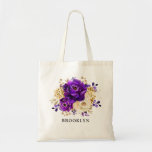 Royal Purple Violet Gold Floral Bridesmaid gift  Tote Bag<br><div class="desc">Elegant royal purple gold theme bridesmaid gift tote bag featuring elegant bouquet of royal purple,  Indigo,  gold,  yellow  colour rose flowers buds and eucalyptus leaves. Please contact me for any help in customisation or if you need any other product with this design.</div>