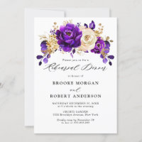 Royal Purple Violet Gold Floral Rehearsal Dinner