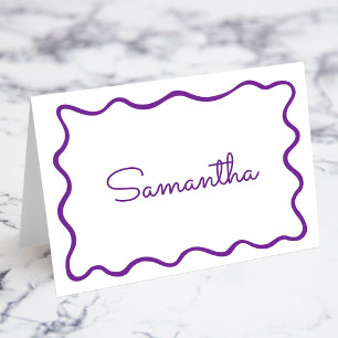 Royal Purple Wavy Border Name Place Cards