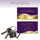 Royal Purple Wavy Gold Decor with Initials Elegant