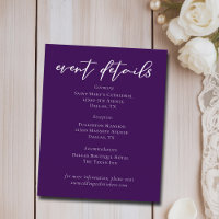 Royal Purple Wedding Event Details Sheets