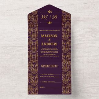 Royal purple wedding invitation