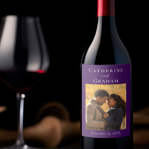 Royal Purple Wedding Personalised Photo Wine Label