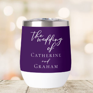 Royal Purple White Typography Personalised Wedding