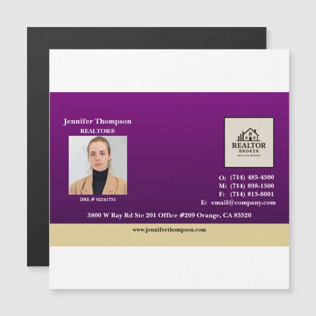 Royal Purple with Gold Accent Magnet (Front/Back)